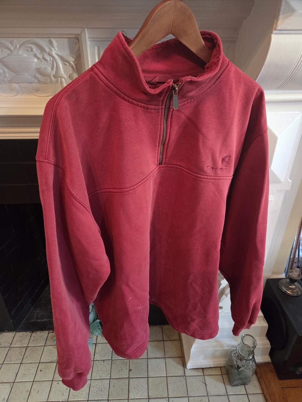 Y2k Carhartt quarter zip pullover - XL Men's Dark Red